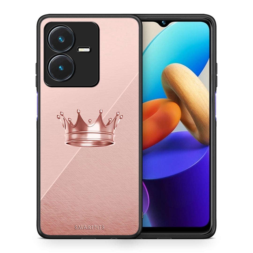 Θήκη Vivo Y22s Crown Minimal από τη Smartfits με σχέδιο στο πίσω μέρος και μαύρο περίβλημα | Vivo Y22s Crown Minimal case with colorful back and black bezels