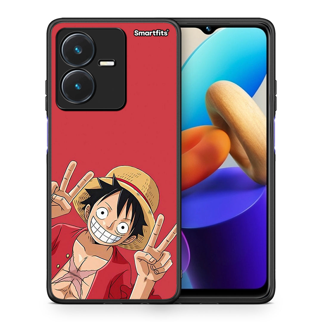 Θήκη Vivo Y22s Pirate Luffy από τη Smartfits με σχέδιο στο πίσω μέρος και μαύρο περίβλημα | Vivo Y22s Pirate Luffy case with colorful back and black bezels