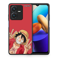 Thumbnail for Θήκη Vivo Y22s Pirate Luffy από τη Smartfits με σχέδιο στο πίσω μέρος και μαύρο περίβλημα | Vivo Y22s Pirate Luffy case with colorful back and black bezels