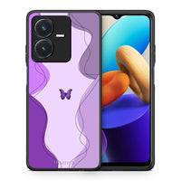 Thumbnail for Θήκη Αγίου Βαλεντίνου Vivo Y22s Purple Mariposa από τη Smartfits με σχέδιο στο πίσω μέρος και μαύρο περίβλημα | Vivo Y22s Purple Mariposa case with colorful back and black bezels