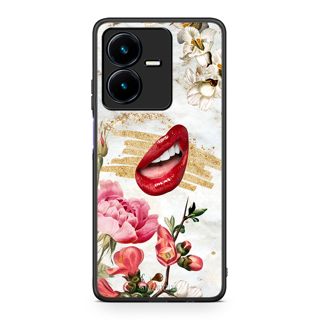 Vivo Y22s Red Lips θήκη από τη Smartfits με σχέδιο στο πίσω μέρος και μαύρο περίβλημα | Smartphone case with colorful back and black bezels by Smartfits
