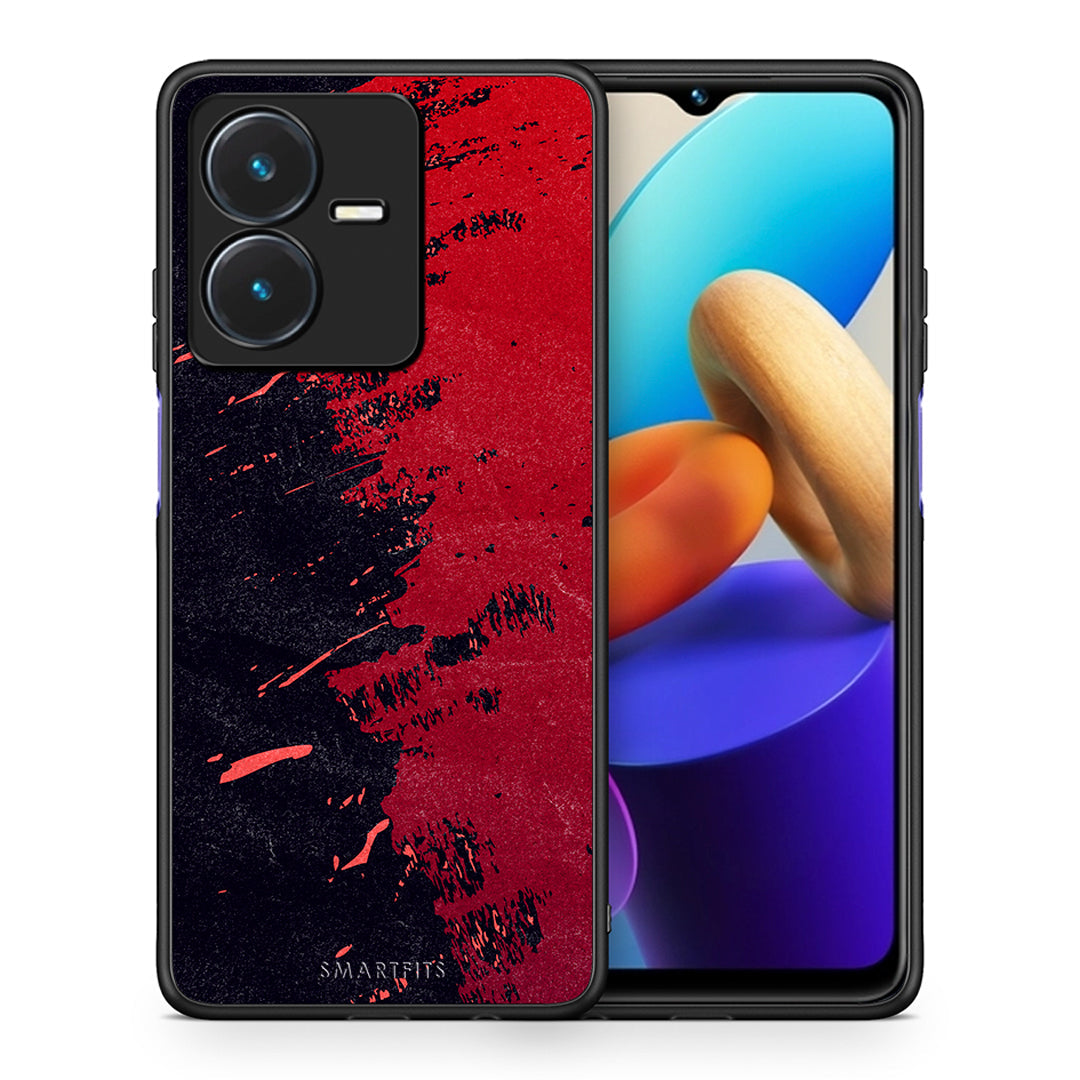 Θήκη Αγίου Βαλεντίνου Vivo Y22s Red Paint από τη Smartfits με σχέδιο στο πίσω μέρος και μαύρο περίβλημα | Vivo Y22s Red Paint case with colorful back and black bezels