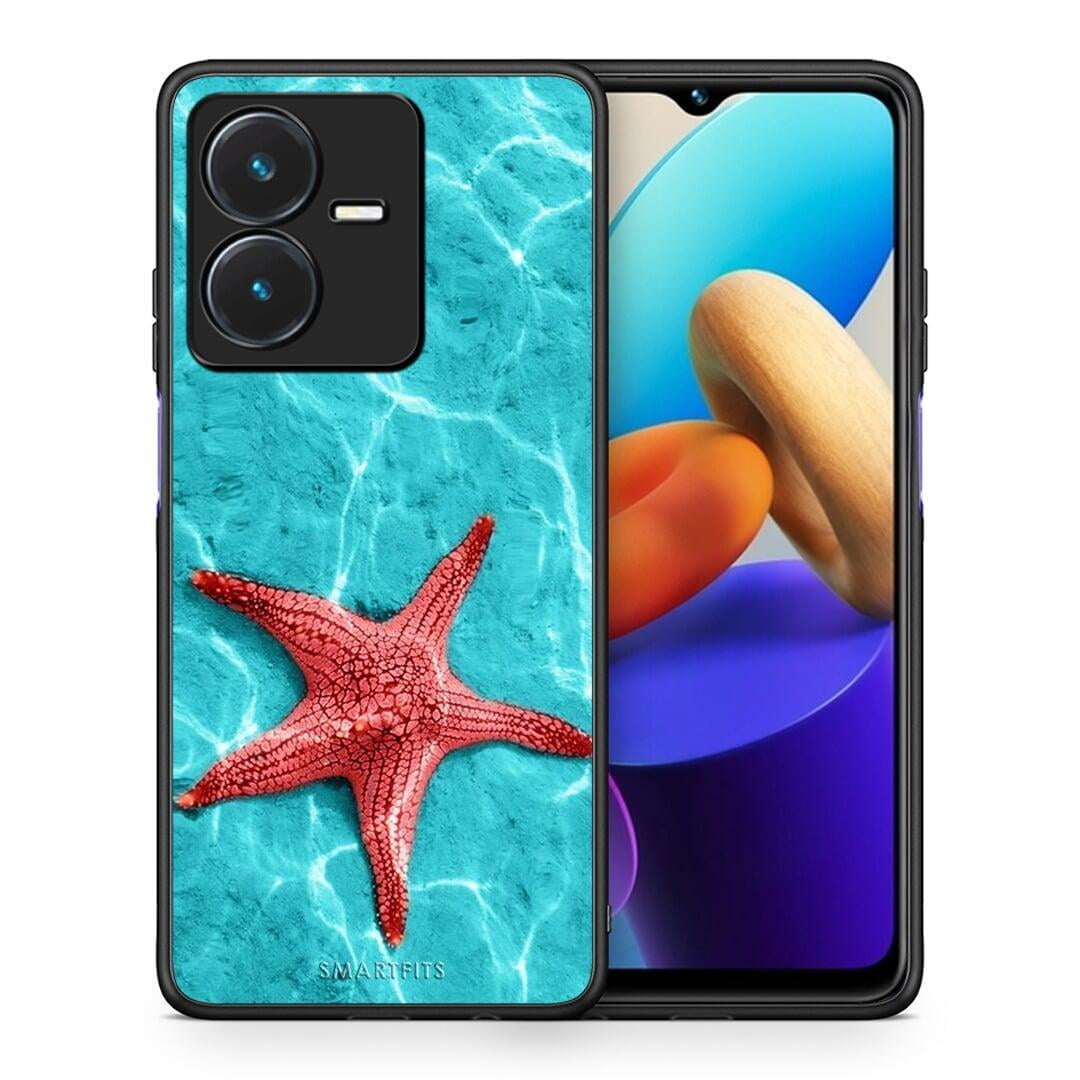 Θήκη Vivo Y22s Red Starfish από τη Smartfits με σχέδιο στο πίσω μέρος και μαύρο περίβλημα | Vivo Y22s Red Starfish case with colorful back and black bezels