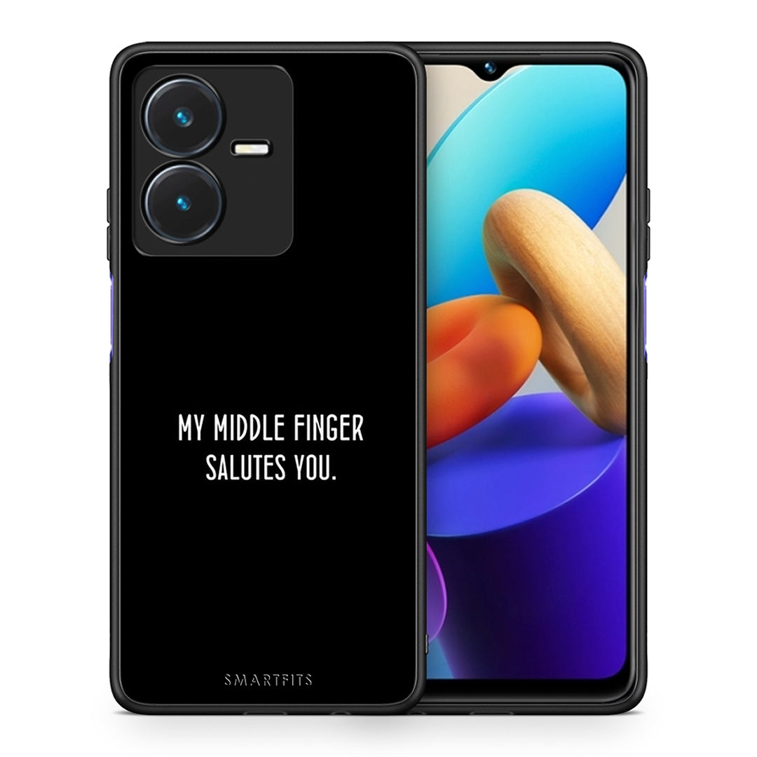 Θήκη Vivo Y22s Salute από τη Smartfits με σχέδιο στο πίσω μέρος και μαύρο περίβλημα | Vivo Y22s Salute case with colorful back and black bezels