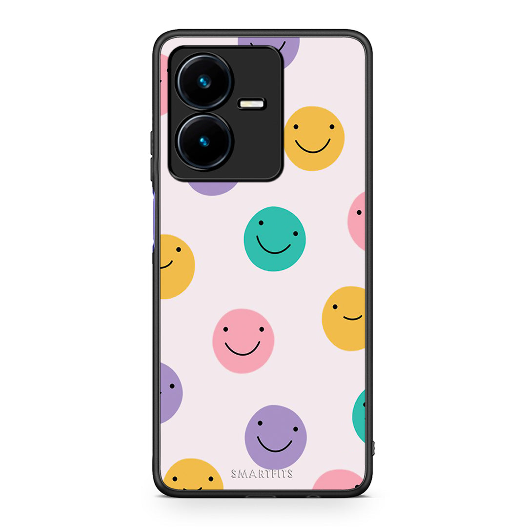 Vivo Y22s Smiley Faces θήκη από τη Smartfits με σχέδιο στο πίσω μέρος και μαύρο περίβλημα | Smartphone case with colorful back and black bezels by Smartfits