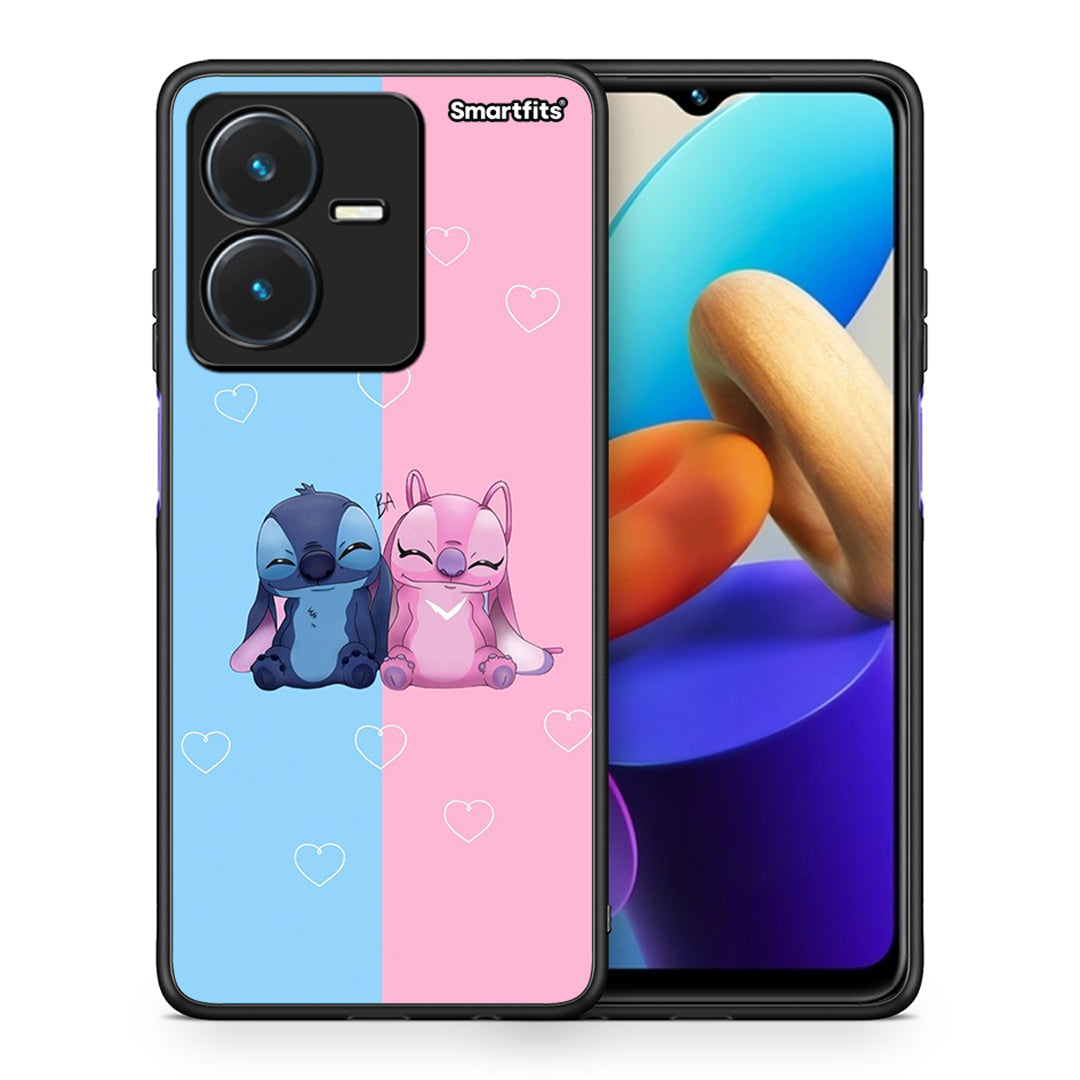 Θήκη Vivo Y22s Stitch And Angel από τη Smartfits με σχέδιο στο πίσω μέρος και μαύρο περίβλημα | Vivo Y22s Stitch And Angel case with colorful back and black bezels