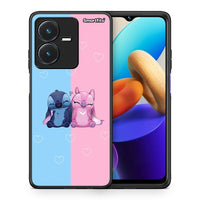 Thumbnail for Θήκη Vivo Y22s Stitch And Angel από τη Smartfits με σχέδιο στο πίσω μέρος και μαύρο περίβλημα | Vivo Y22s Stitch And Angel case with colorful back and black bezels