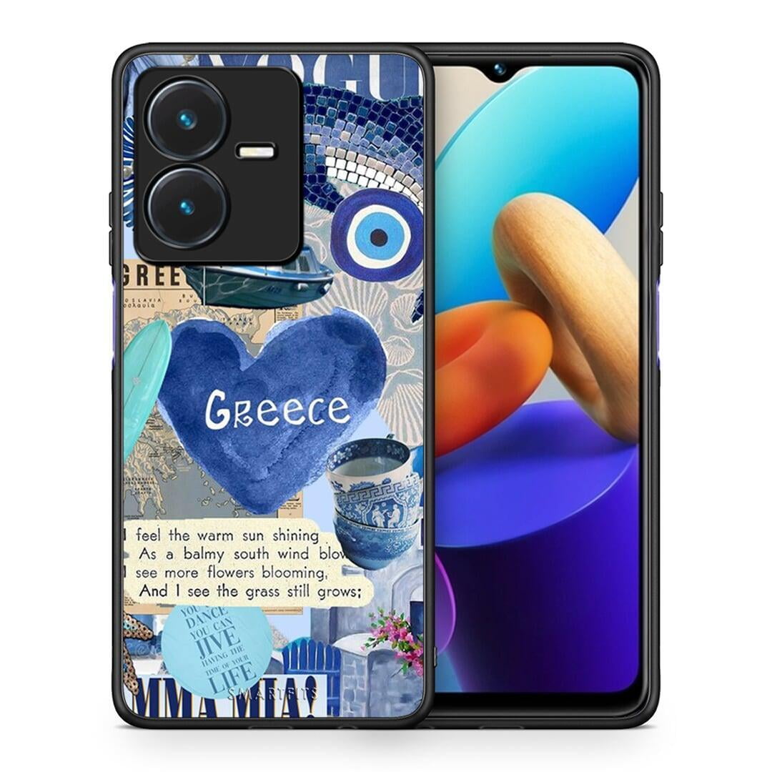 Θήκη Vivo Y22s Summer In Greece από τη Smartfits με σχέδιο στο πίσω μέρος και μαύρο περίβλημα | Vivo Y22s Summer In Greece case with colorful back and black bezels