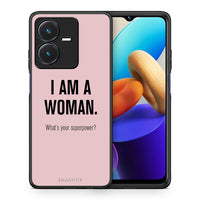 Thumbnail for Θήκη Vivo Y22s Superpower Woman από τη Smartfits με σχέδιο στο πίσω μέρος και μαύρο περίβλημα | Vivo Y22s Superpower Woman case with colorful back and black bezels