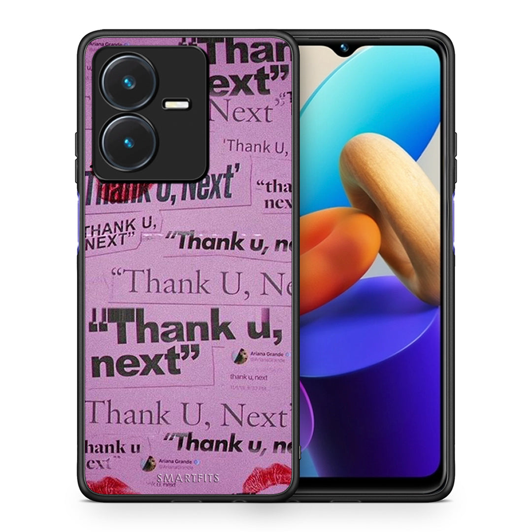 Θήκη Αγίου Βαλεντίνου Vivo Y22s Thank You Next από τη Smartfits με σχέδιο στο πίσω μέρος και μαύρο περίβλημα | Vivo Y22s Thank You Next case with colorful back and black bezels