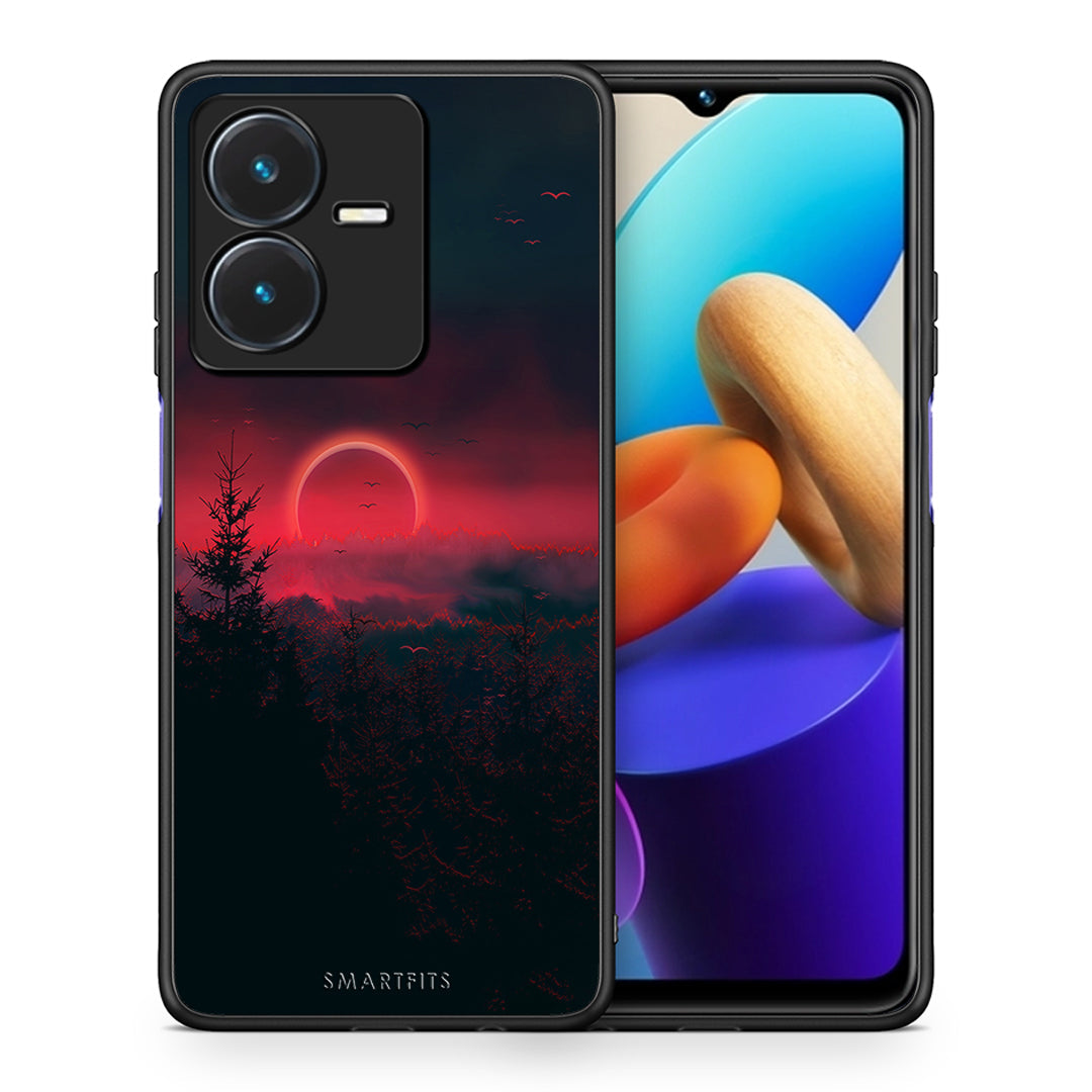 Θήκη Vivo Y22s Sunset Tropic από τη Smartfits με σχέδιο στο πίσω μέρος και μαύρο περίβλημα | Vivo Y22s Sunset Tropic case with colorful back and black bezels