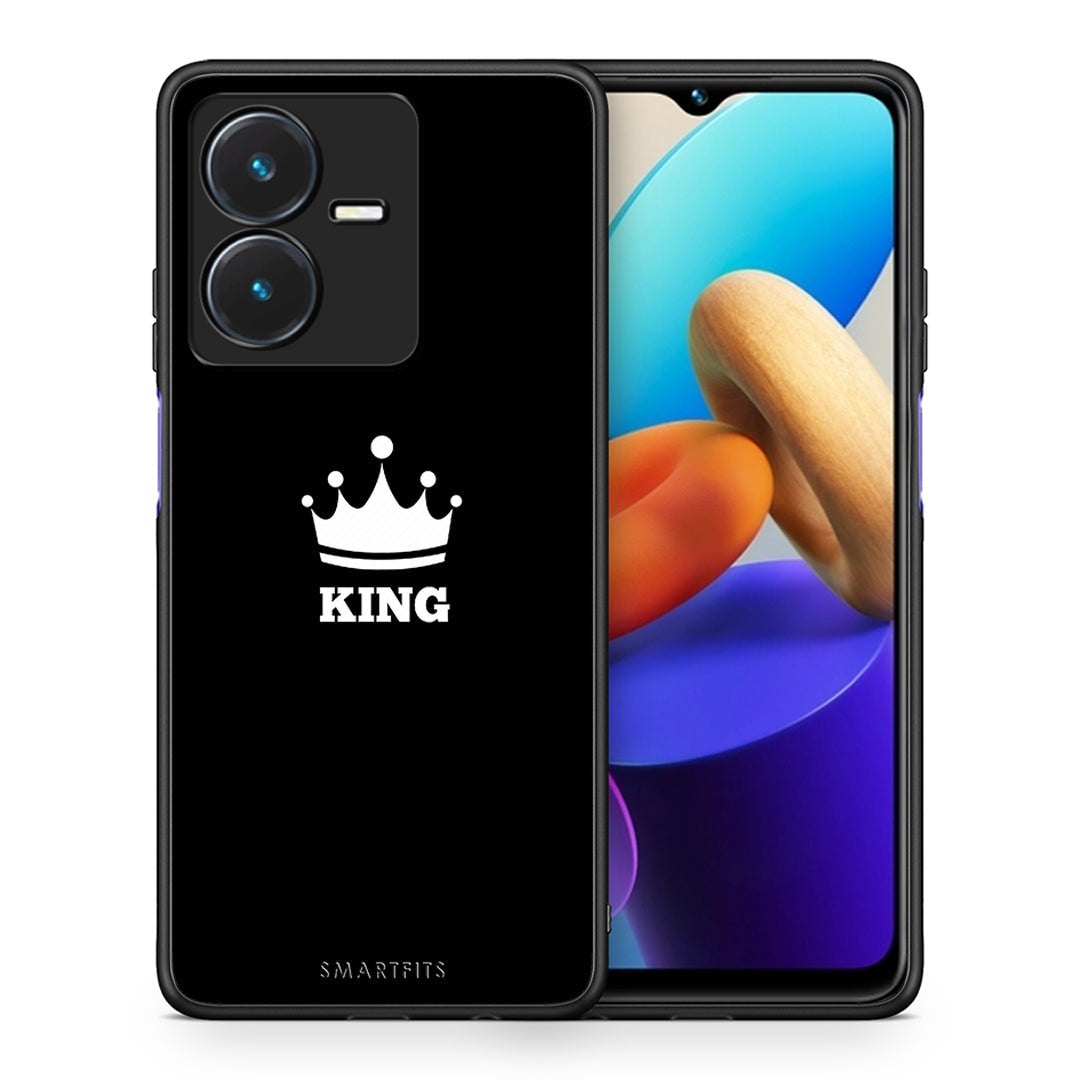 Θήκη Vivo Y22s King Valentine από τη Smartfits με σχέδιο στο πίσω μέρος και μαύρο περίβλημα | Vivo Y22s King Valentine case with colorful back and black bezels