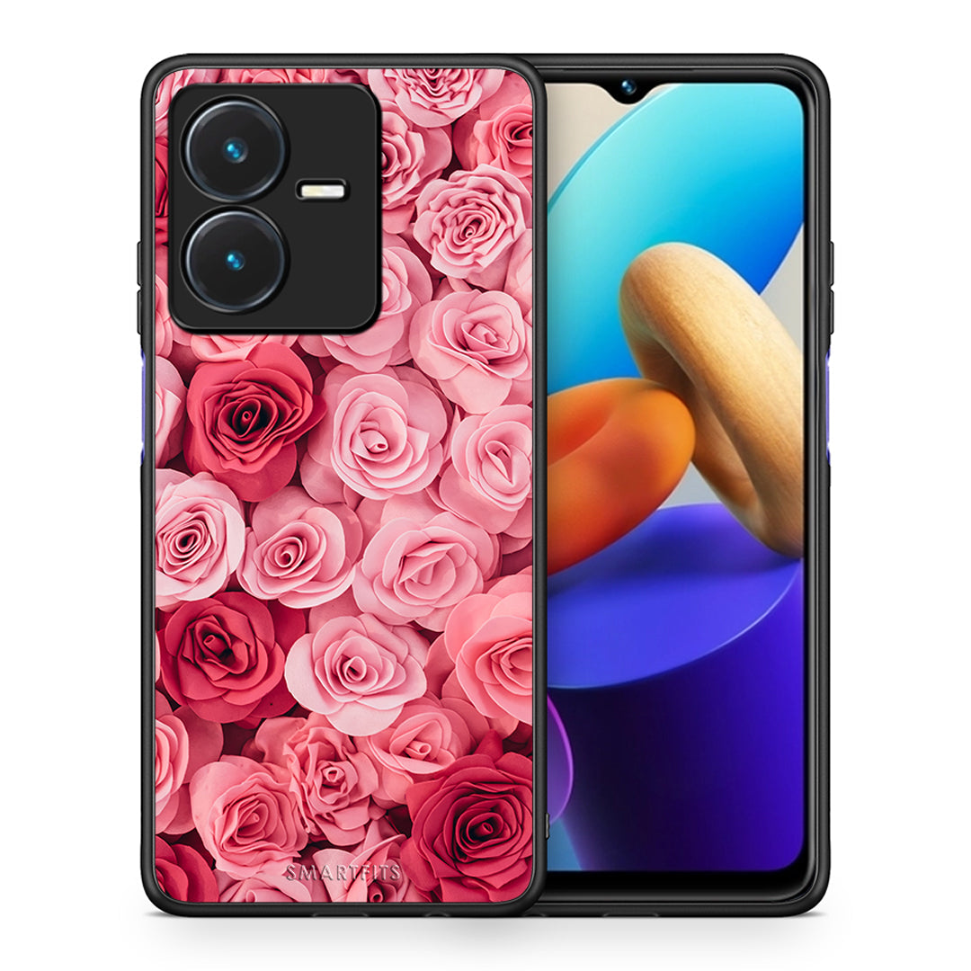 Θήκη Vivo Y22s RoseGarden Valentine από τη Smartfits με σχέδιο στο πίσω μέρος και μαύρο περίβλημα | Vivo Y22s RoseGarden Valentine case with colorful back and black bezels