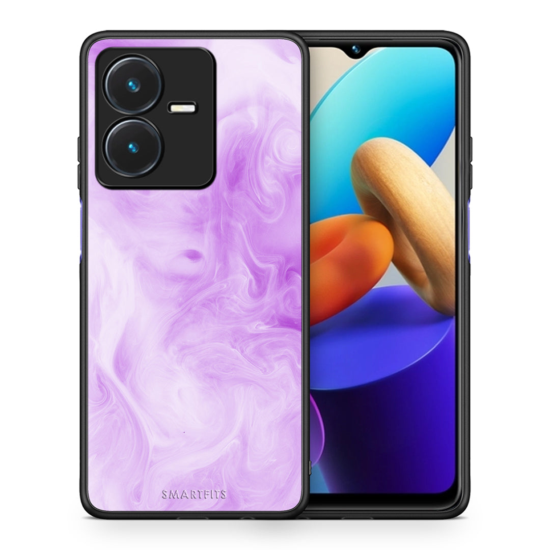 Θήκη Vivo Y22s Lavender Watercolor από τη Smartfits με σχέδιο στο πίσω μέρος και μαύρο περίβλημα | Vivo Y22s Lavender Watercolor case with colorful back and black bezels