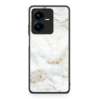 Thumbnail for Vivo Y22s White Gold Marble θήκη από τη Smartfits με σχέδιο στο πίσω μέρος και μαύρο περίβλημα | Smartphone case with colorful back and black bezels by Smartfits
