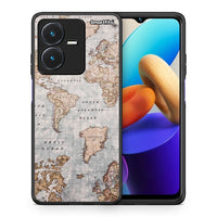 Thumbnail for Θήκη Vivo Y22s World Map από τη Smartfits με σχέδιο στο πίσω μέρος και μαύρο περίβλημα | Vivo Y22s World Map case with colorful back and black bezels