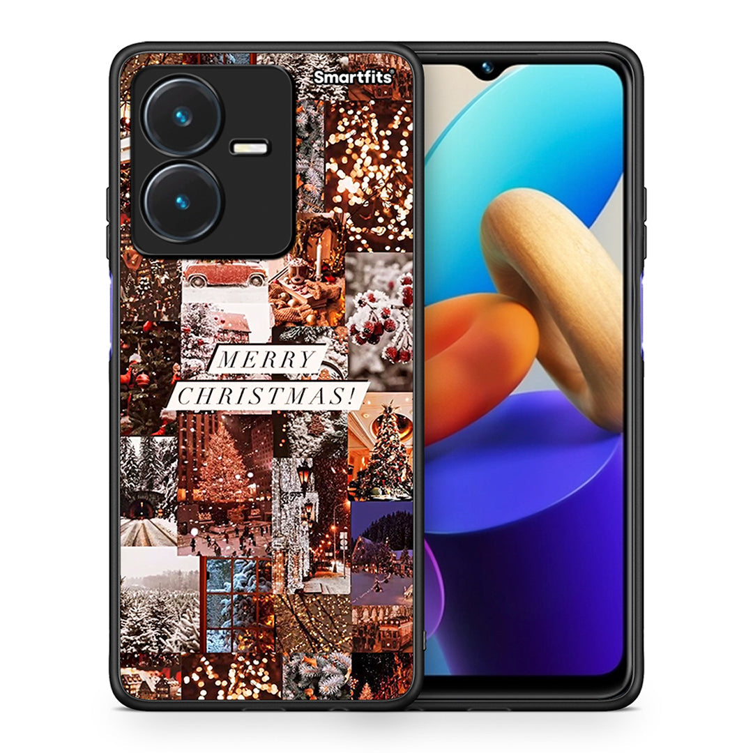 Θήκη Vivo Y22s Xmas Collage από τη Smartfits με σχέδιο στο πίσω μέρος και μαύρο περίβλημα | Vivo Y22s Xmas Collage case with colorful back and black bezels