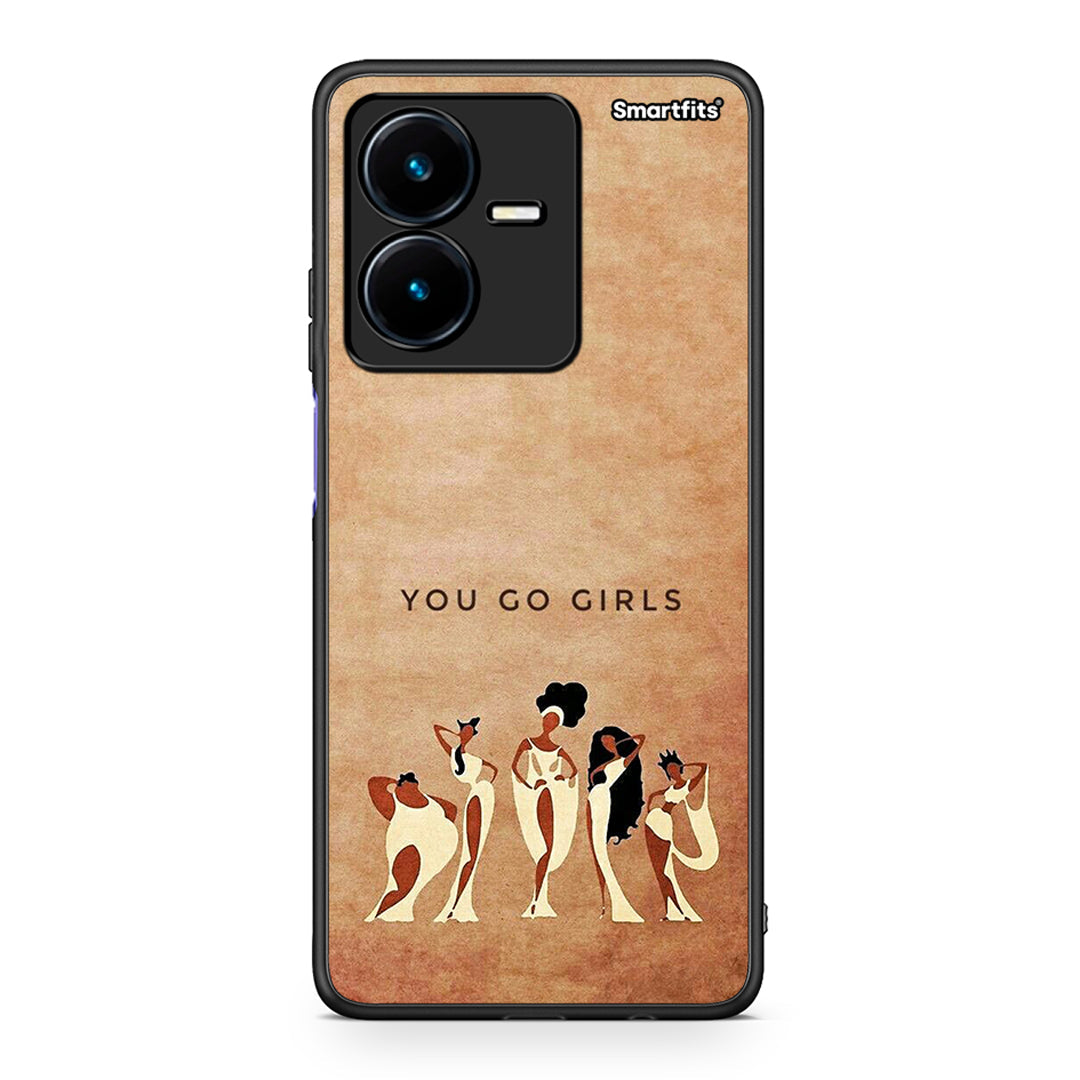 Vivo Y22s You Go Girl θήκη από τη Smartfits με σχέδιο στο πίσω μέρος και μαύρο περίβλημα | Smartphone case with colorful back and black bezels by Smartfits