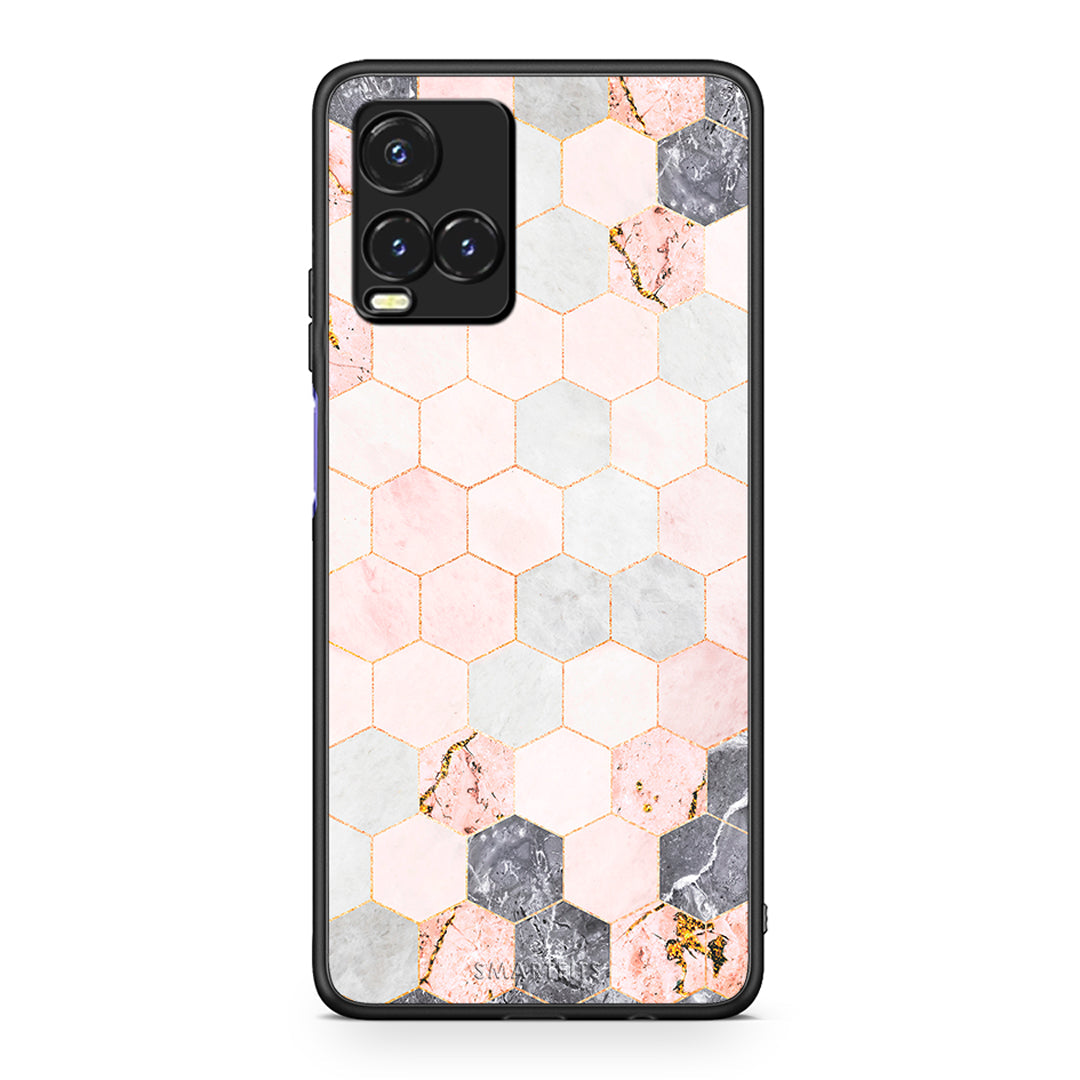 4 - Vivo Y33s / Y21s / Y21 Hexagon Pink Marble case, cover, bumper