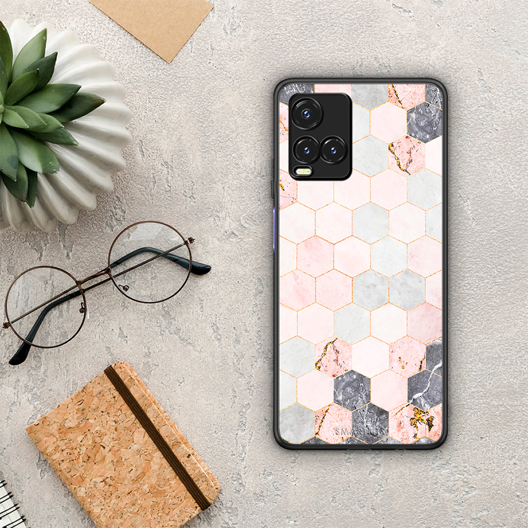 Marble Hexagon Pink - Vivo Y33s / Y21s / Y21 case