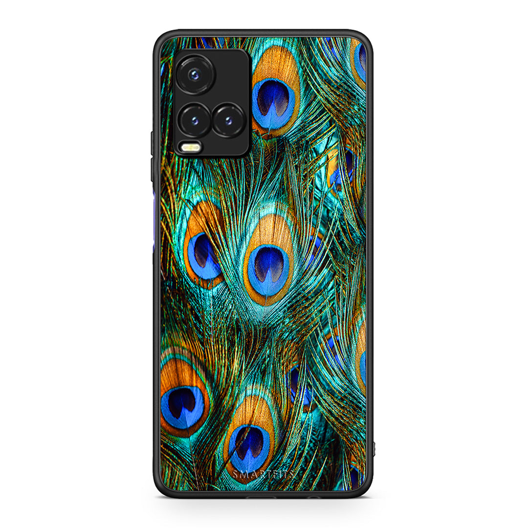 Vivo Y33s / Y21s / Y21 Real Peacock Feathers θήκη από τη Smartfits με σχέδιο στο πίσω μέρος και μαύρο περίβλημα | Smartphone case with colorful back and black bezels by Smartfits