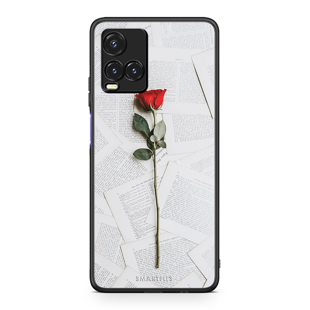 Vivo Y33s / Y21s / Y21 Red Rose θήκη από τη Smartfits με σχέδιο στο πίσω μέρος και μαύρο περίβλημα | Smartphone case with colorful back and black bezels by Smartfits