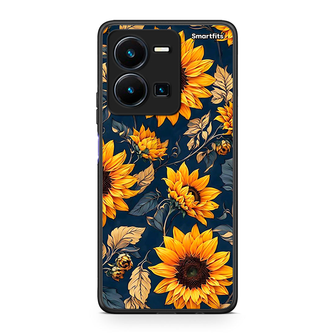 Vivo Y35 5G Autumn Sunflowers Θήκη από τη Smartfits με σχέδιο στο πίσω μέρος και μαύρο περίβλημα | Smartphone case with colorful back and black bezels by Smartfits