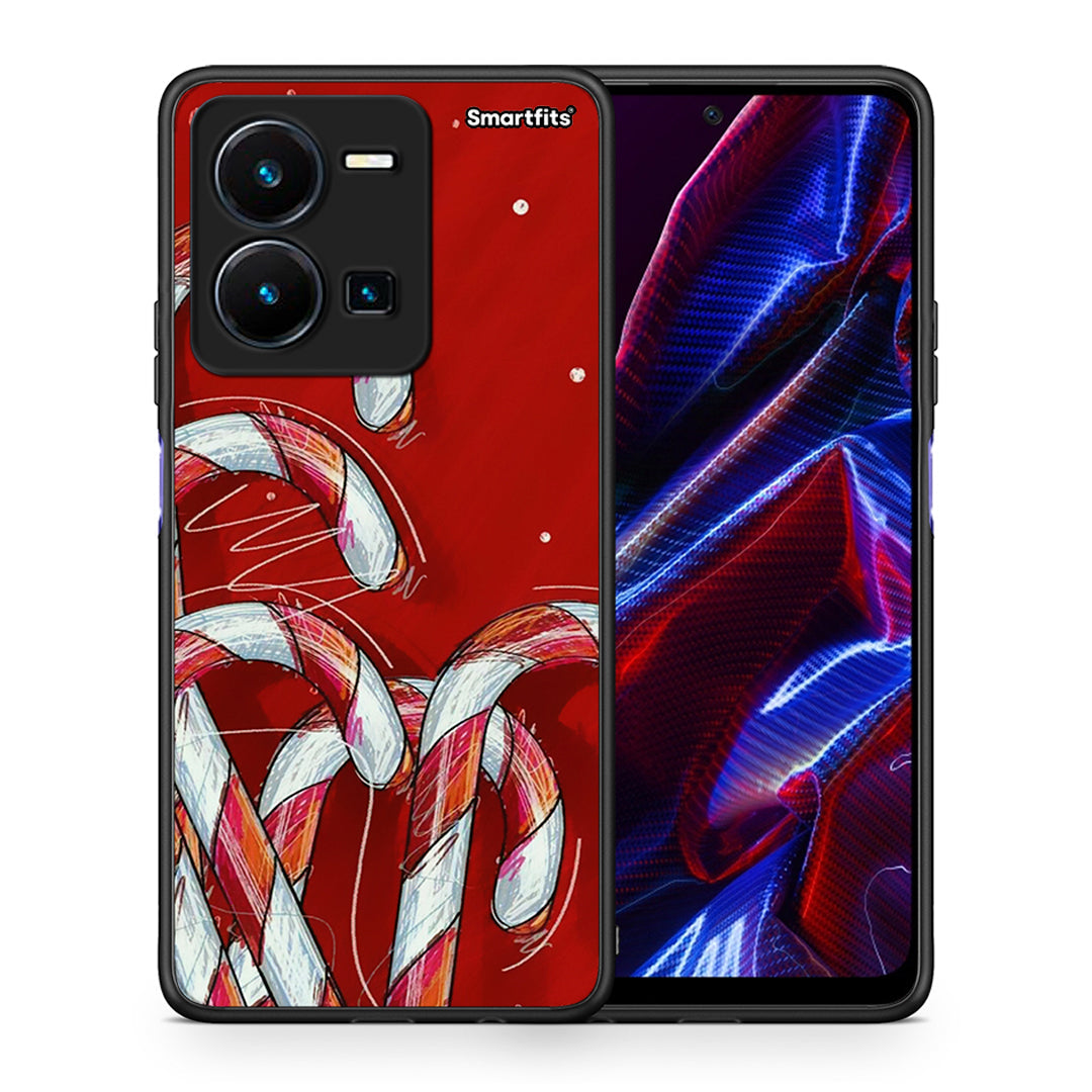 Θήκη Vivo Y35 5G Candy Cane από τη Smartfits με σχέδιο στο πίσω μέρος και μαύρο περίβλημα | Vivo Y35 5G Candy Cane case with colorful back and black bezels