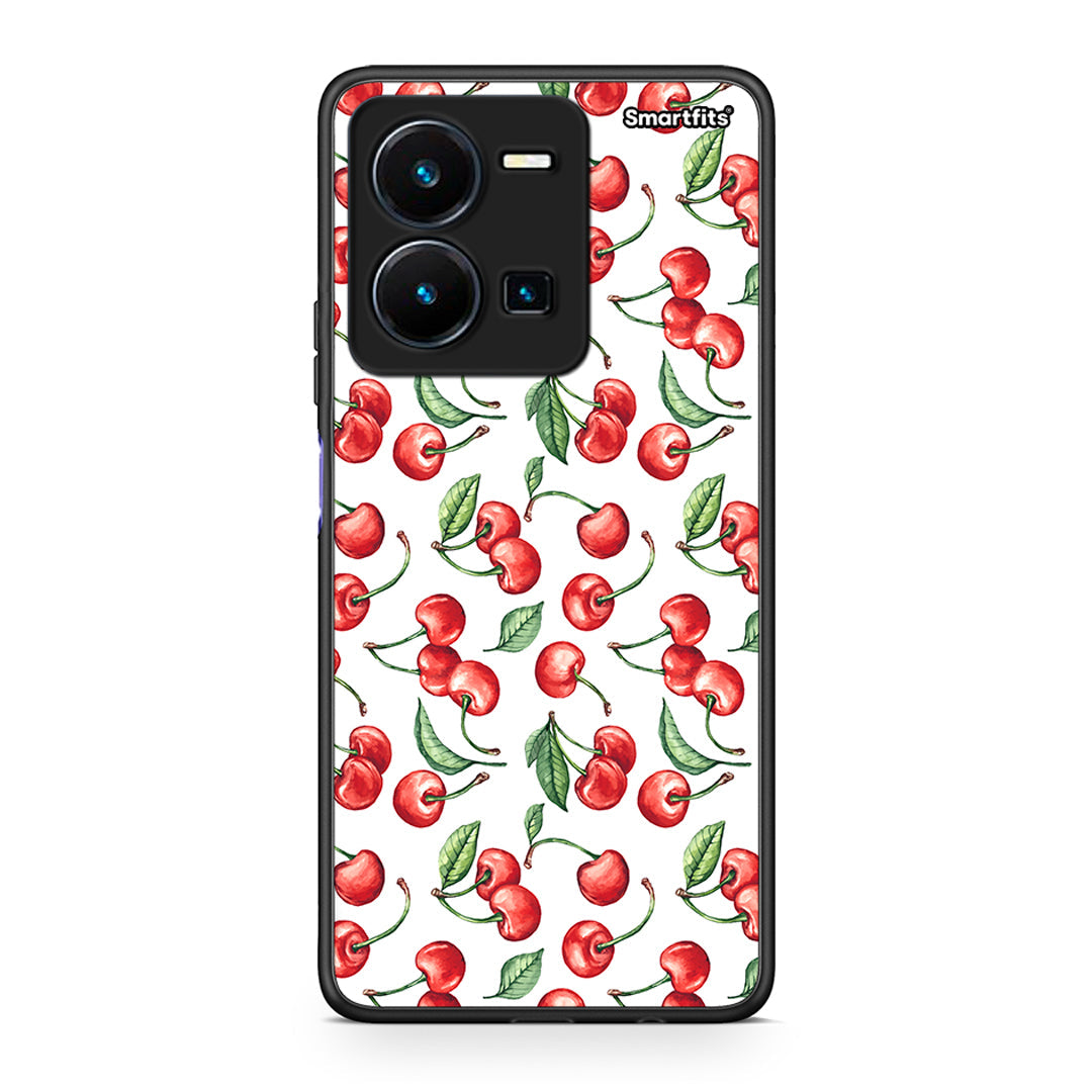 Vivo Y35 5G Cherry Summer θήκη από τη Smartfits με σχέδιο στο πίσω μέρος και μαύρο περίβλημα | Smartphone case with colorful back and black bezels by Smartfits