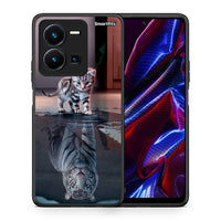 Thumbnail for Θήκη Vivo Y35 5G Tiger Cute από τη Smartfits με σχέδιο στο πίσω μέρος και μαύρο περίβλημα | Vivo Y35 5G Tiger Cute case with colorful back and black bezels