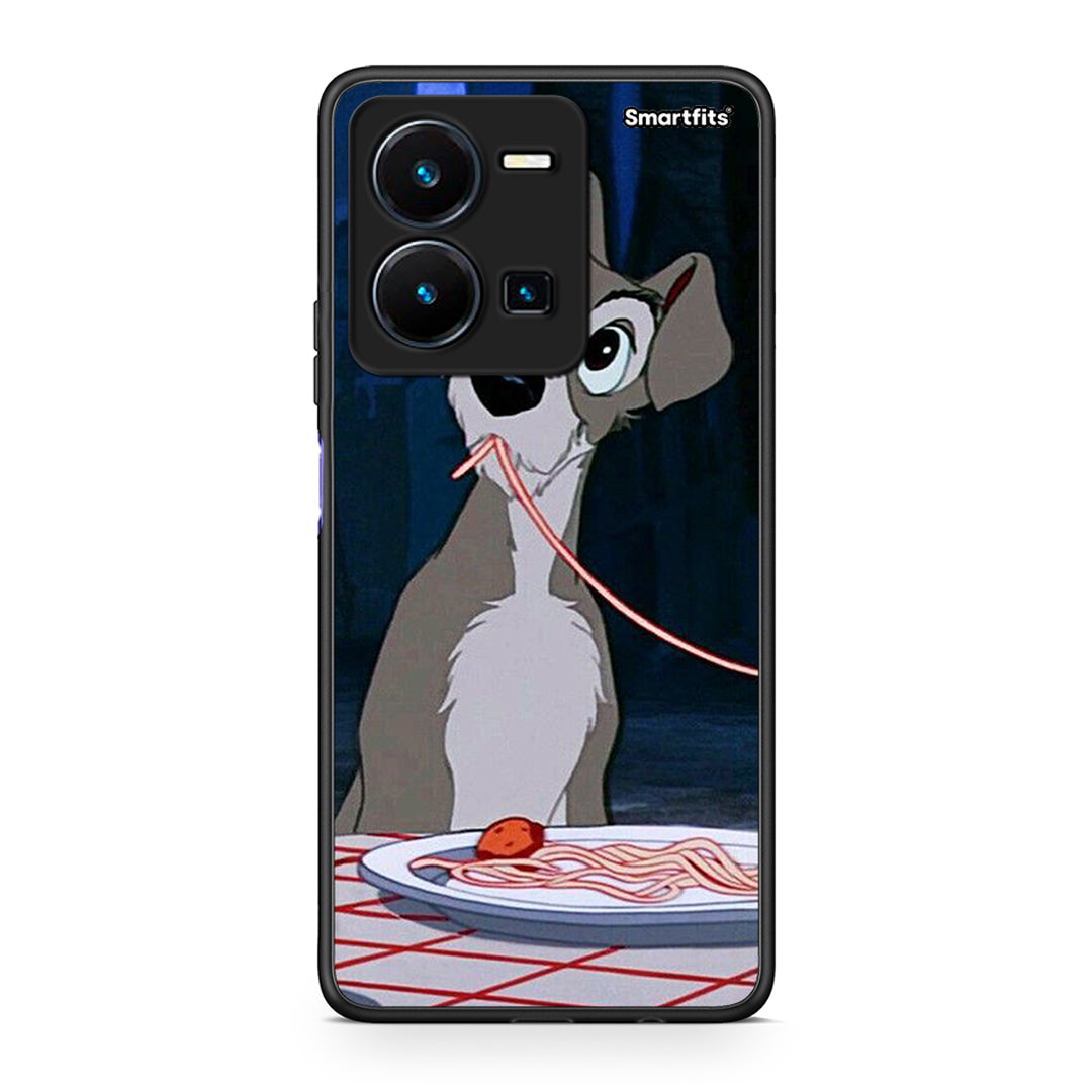 Vivo Y35 5G Lady And Tramp 1 Θήκη Αγίου Βαλεντίνου από τη Smartfits με σχέδιο στο πίσω μέρος και μαύρο περίβλημα | Smartphone case with colorful back and black bezels by Smartfits