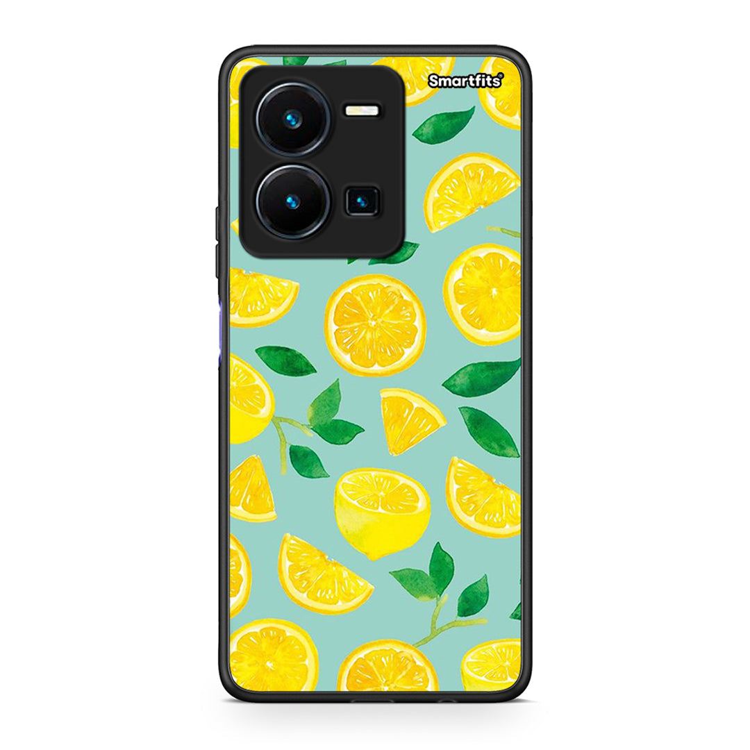 Vivo Y35 5G Lemons θήκη από τη Smartfits με σχέδιο στο πίσω μέρος και μαύρο περίβλημα | Smartphone case with colorful back and black bezels by Smartfits