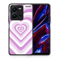 Thumbnail for Θήκη Vivo Y35 5G Lilac Hearts από τη Smartfits με σχέδιο στο πίσω μέρος και μαύρο περίβλημα | Vivo Y35 5G Lilac Hearts case with colorful back and black bezels