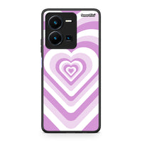 Thumbnail for Vivo Y35 5G Lilac Hearts θήκη από τη Smartfits με σχέδιο στο πίσω μέρος και μαύρο περίβλημα | Smartphone case with colorful back and black bezels by Smartfits
