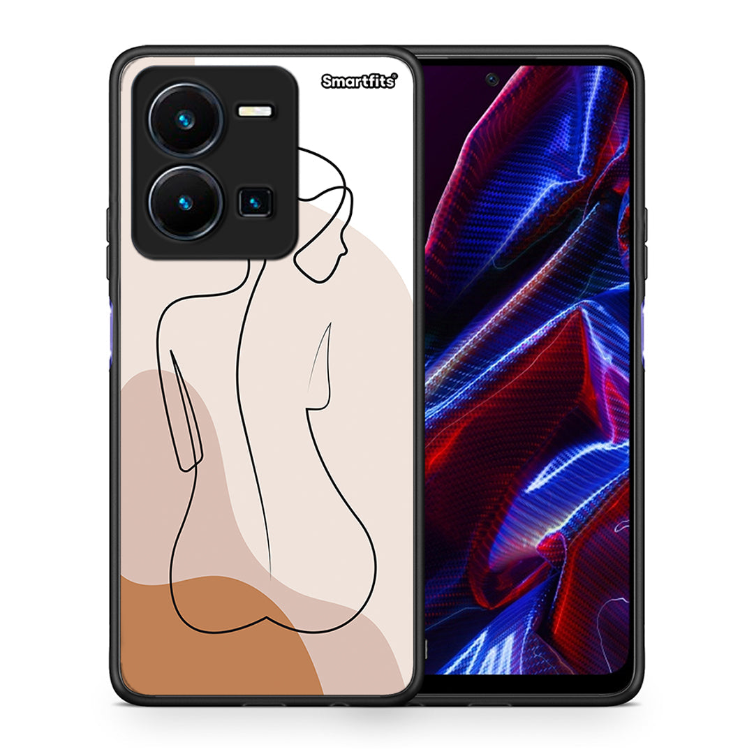 Θήκη Vivo Y35 5G LineArt Woman από τη Smartfits με σχέδιο στο πίσω μέρος και μαύρο περίβλημα | Vivo Y35 5G LineArt Woman case with colorful back and black bezels