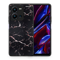 Thumbnail for Θήκη Vivo Y35 5G Black Rosegold Marble από τη Smartfits με σχέδιο στο πίσω μέρος και μαύρο περίβλημα | Vivo Y35 5G Black Rosegold Marble case with colorful back and black bezels