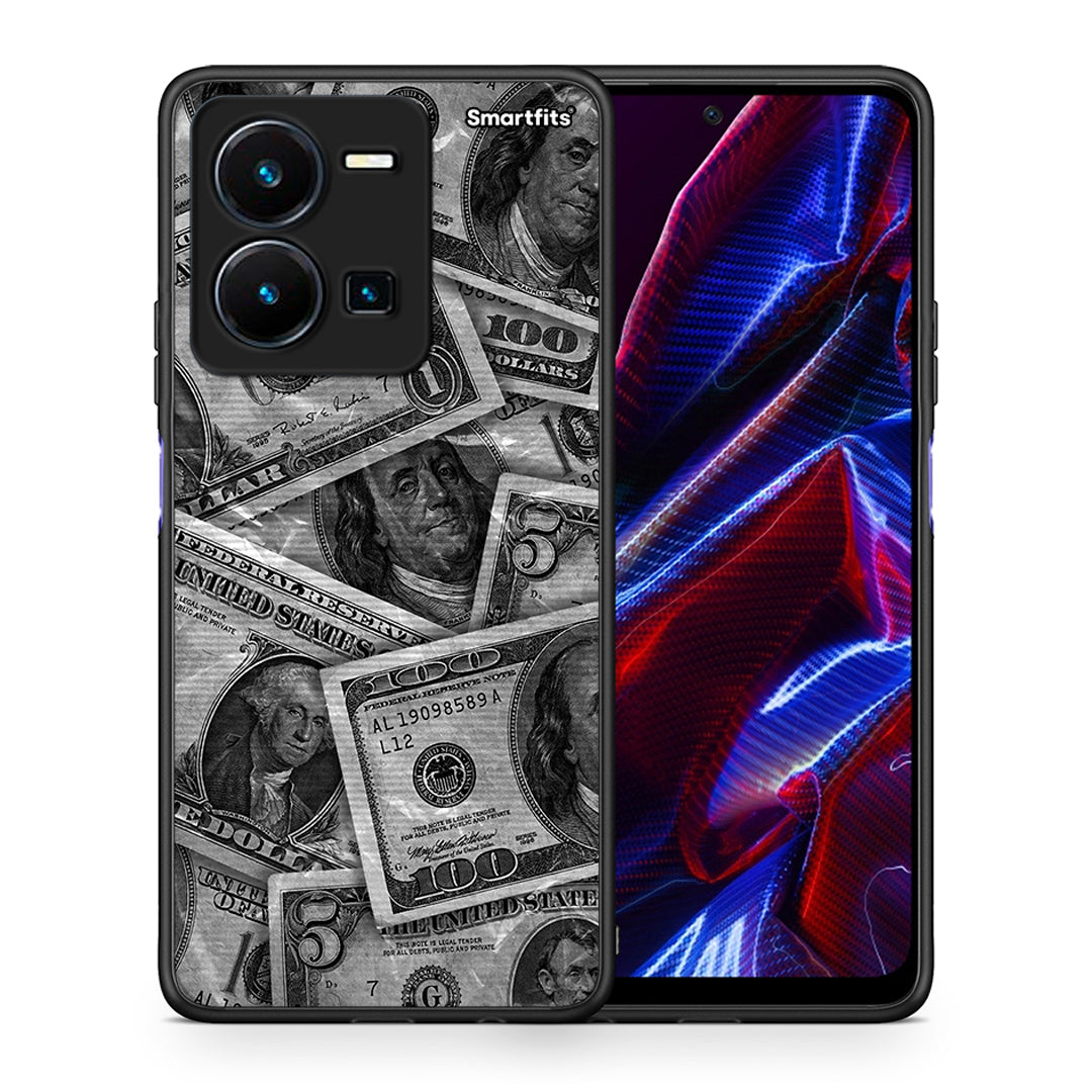 Θήκη Vivo Y35 5G Money Dollars από τη Smartfits με σχέδιο στο πίσω μέρος και μαύρο περίβλημα | Vivo Y35 5G Money Dollars case with colorful back and black bezels