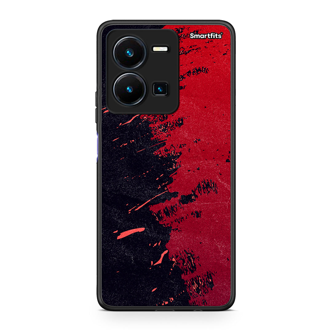 Vivo Y35 5G Red Paint Θήκη Αγίου Βαλεντίνου από τη Smartfits με σχέδιο στο πίσω μέρος και μαύρο περίβλημα | Smartphone case with colorful back and black bezels by Smartfits