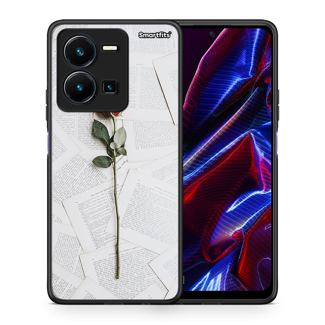 Θήκη Vivo Y35 5G Red Rose από τη Smartfits με σχέδιο στο πίσω μέρος και μαύρο περίβλημα | Vivo Y35 5G Red Rose case with colorful back and black bezels