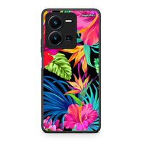 Thumbnail for Vivo Y35 5G Tropical Flowers θήκη από τη Smartfits με σχέδιο στο πίσω μέρος και μαύρο περίβλημα | Smartphone case with colorful back and black bezels by Smartfits