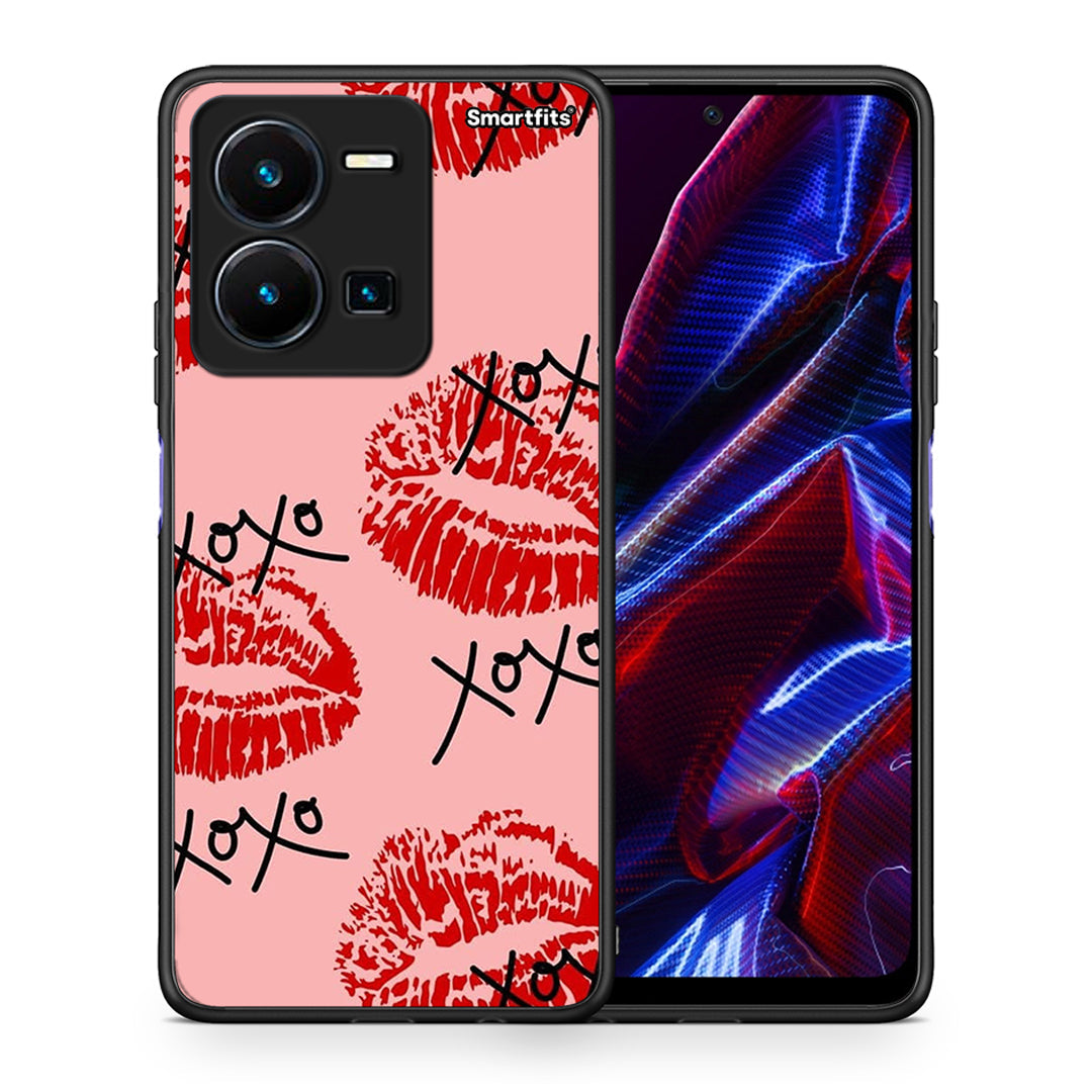 Θήκη Vivo Y35 5G XOXO Lips από τη Smartfits με σχέδιο στο πίσω μέρος και μαύρο περίβλημα | Vivo Y35 5G XOXO Lips case with colorful back and black bezels