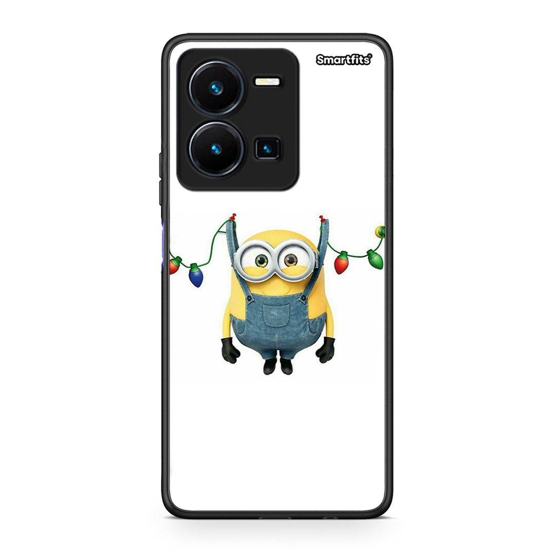 Vivo Y35 5G Xmas Minion Lights θήκη από τη Smartfits με σχέδιο στο πίσω μέρος και μαύρο περίβλημα | Smartphone case with colorful back and black bezels by Smartfits