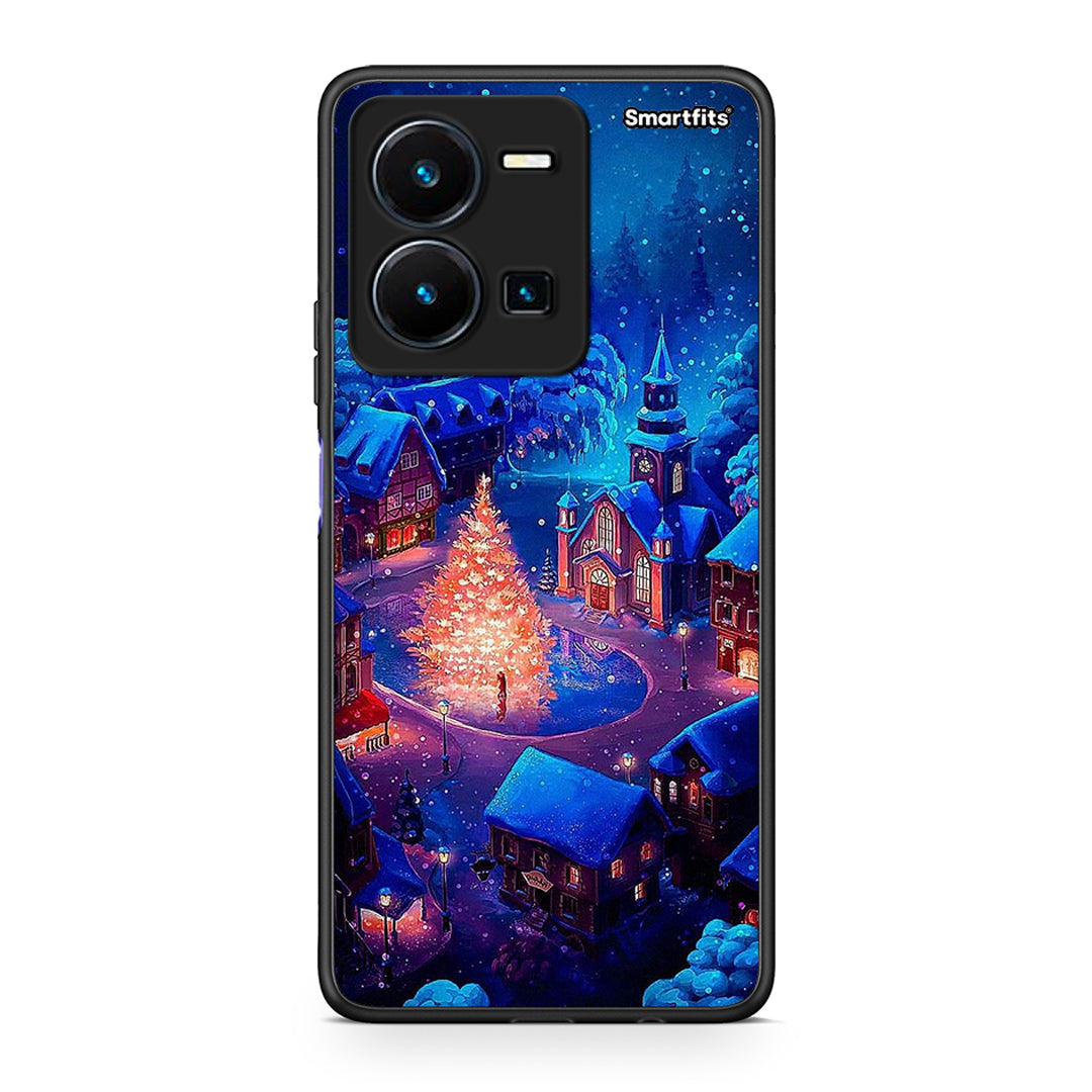 Vivo Y35 5G Xmas Village θήκη από τη Smartfits με σχέδιο στο πίσω μέρος και μαύρο περίβλημα | Smartphone case with colorful back and black bezels by Smartfits