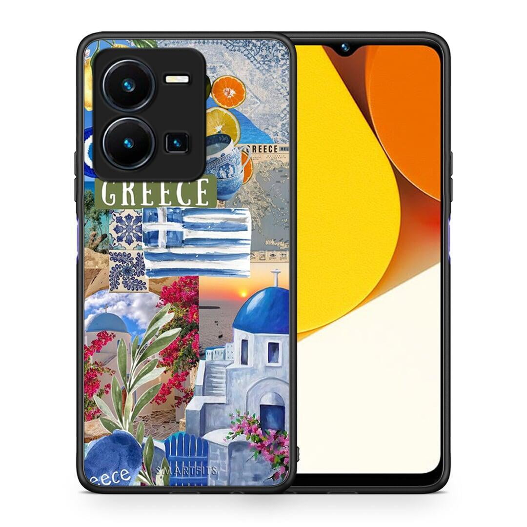 Θήκη Vivo Y35 All Greek από τη Smartfits με σχέδιο στο πίσω μέρος και μαύρο περίβλημα | Vivo Y35 All Greek Case with Colorful Back and Black Bezels