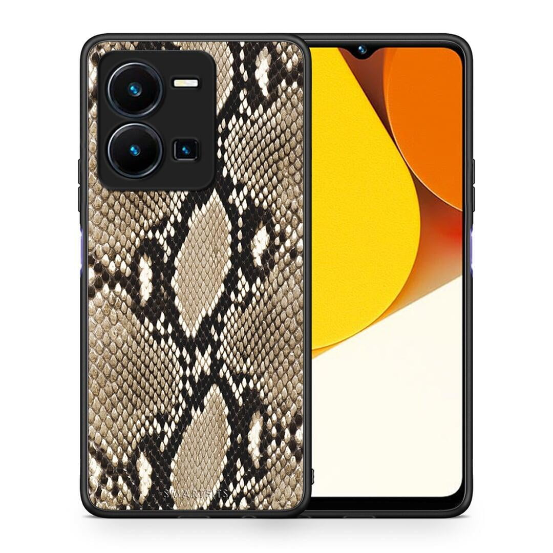 Θήκη Vivo Y35 Animal Fashion Snake από τη Smartfits με σχέδιο στο πίσω μέρος και μαύρο περίβλημα | Vivo Y35 Animal Fashion Snake Case with Colorful Back and Black Bezels