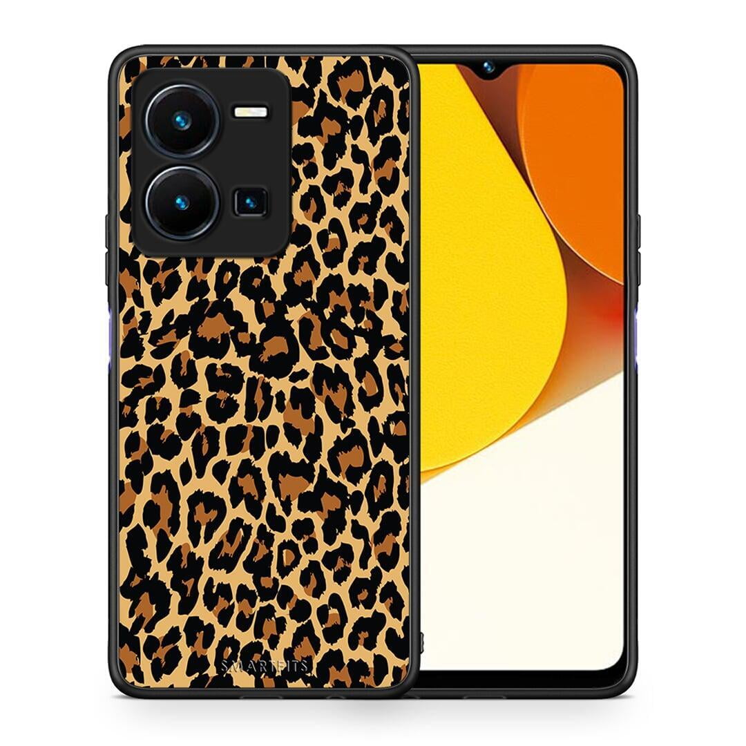 Θήκη Vivo Y35 Animal Leopard από τη Smartfits με σχέδιο στο πίσω μέρος και μαύρο περίβλημα | Vivo Y35 Animal Leopard Case with Colorful Back and Black Bezels