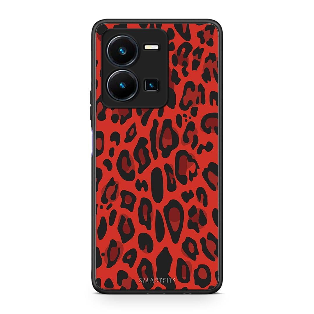 Θήκη Vivo Y35 Animal Red Leopard από τη Smartfits με σχέδιο στο πίσω μέρος και μαύρο περίβλημα | Vivo Y35 Animal Red Leopard Case with Colorful Back and Black Bezels