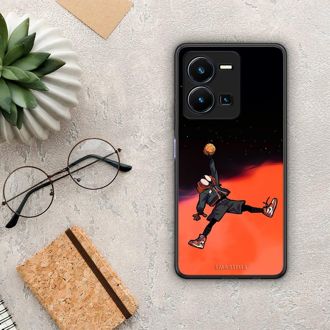 Θήκη Vivo Y35 Basketball Hero από τη Smartfits με σχέδιο στο πίσω μέρος και μαύρο περίβλημα | Vivo Y35 Basketball Hero Case with Colorful Back and Black Bezels