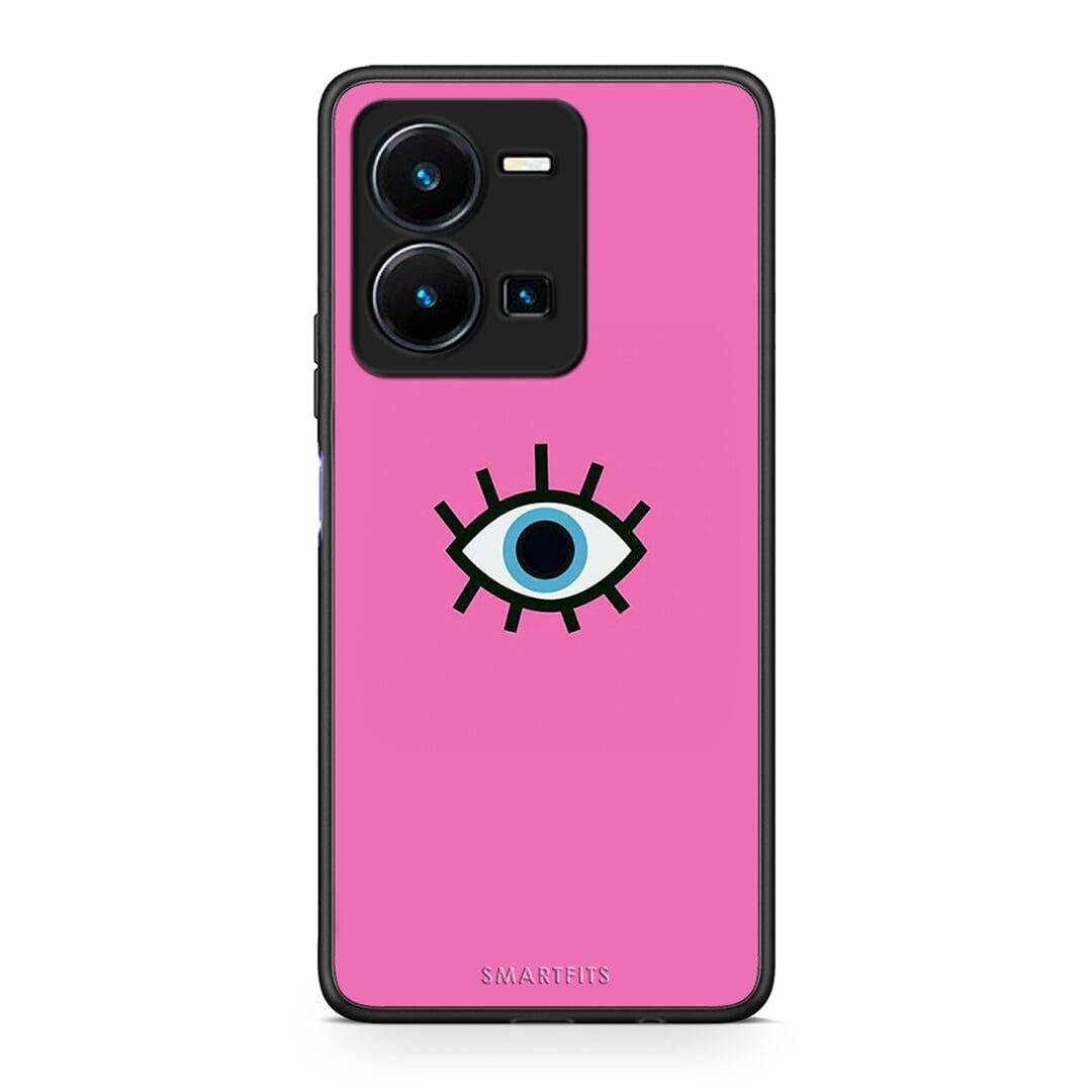 Θήκη Vivo Y35 Blue Eye Pink από τη Smartfits με σχέδιο στο πίσω μέρος και μαύρο περίβλημα | Vivo Y35 Blue Eye Pink Case with Colorful Back and Black Bezels