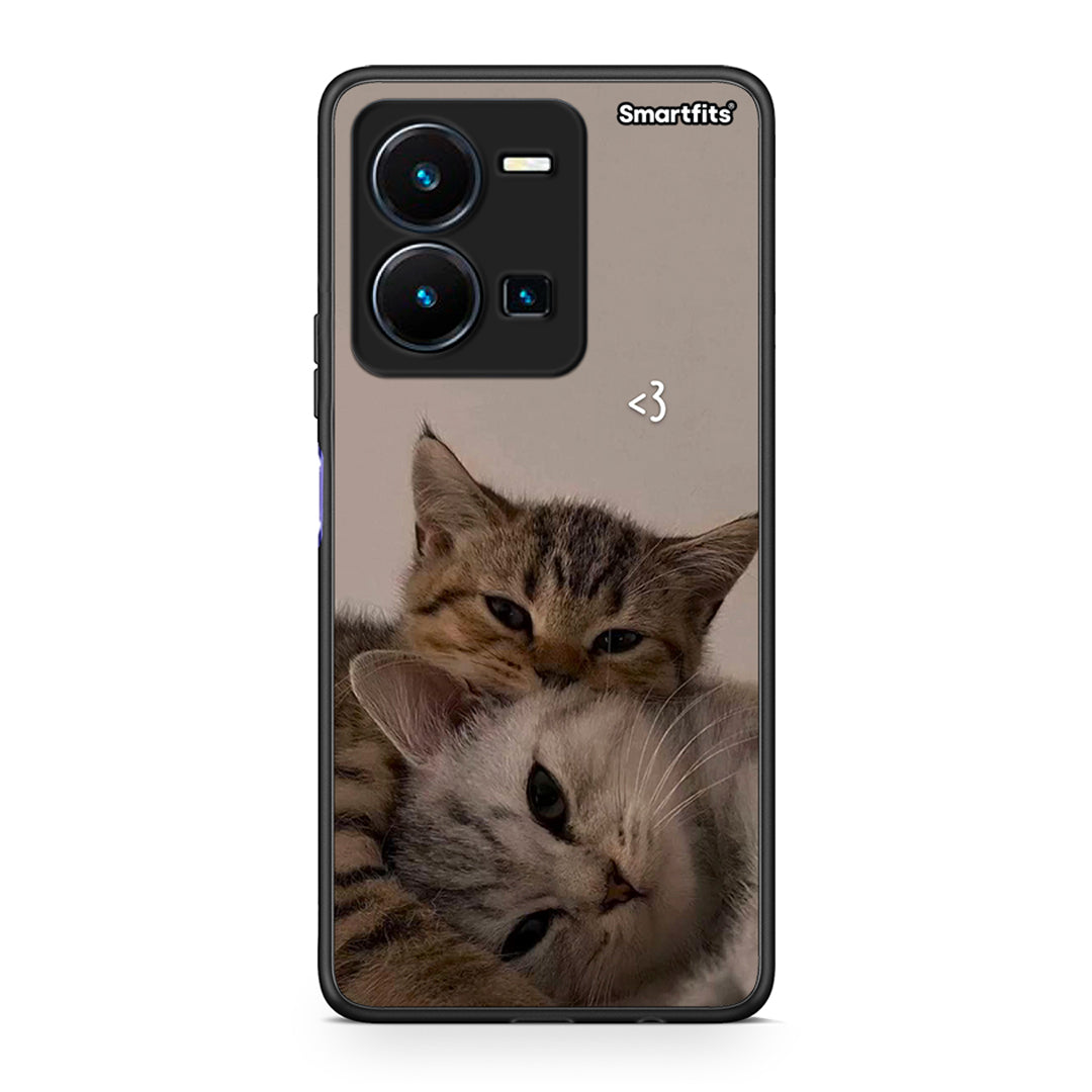 Θήκη Vivo Y35 Cats In Love από τη Smartfits με σχέδιο στο πίσω μέρος και μαύρο περίβλημα | Vivo Y35 Cats In Love Case with Colorful Back and Black Bezels